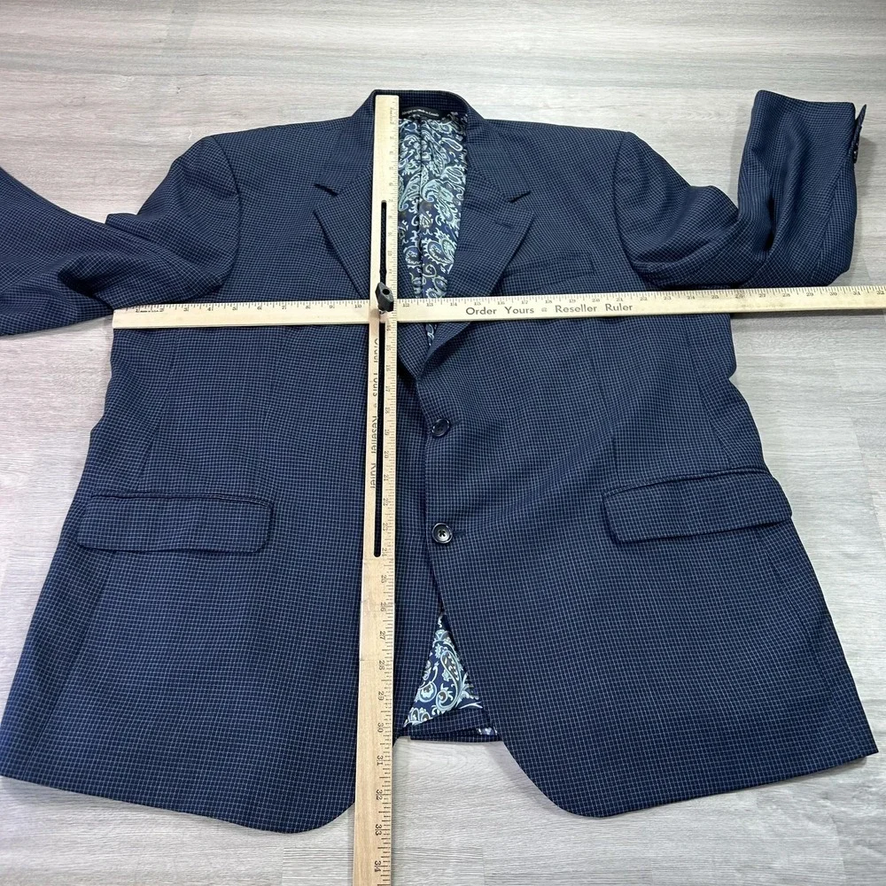 Coppley Blazer‎ Mens 46 Blue Wool Check Sport Coat Jacket Holland & Sherry